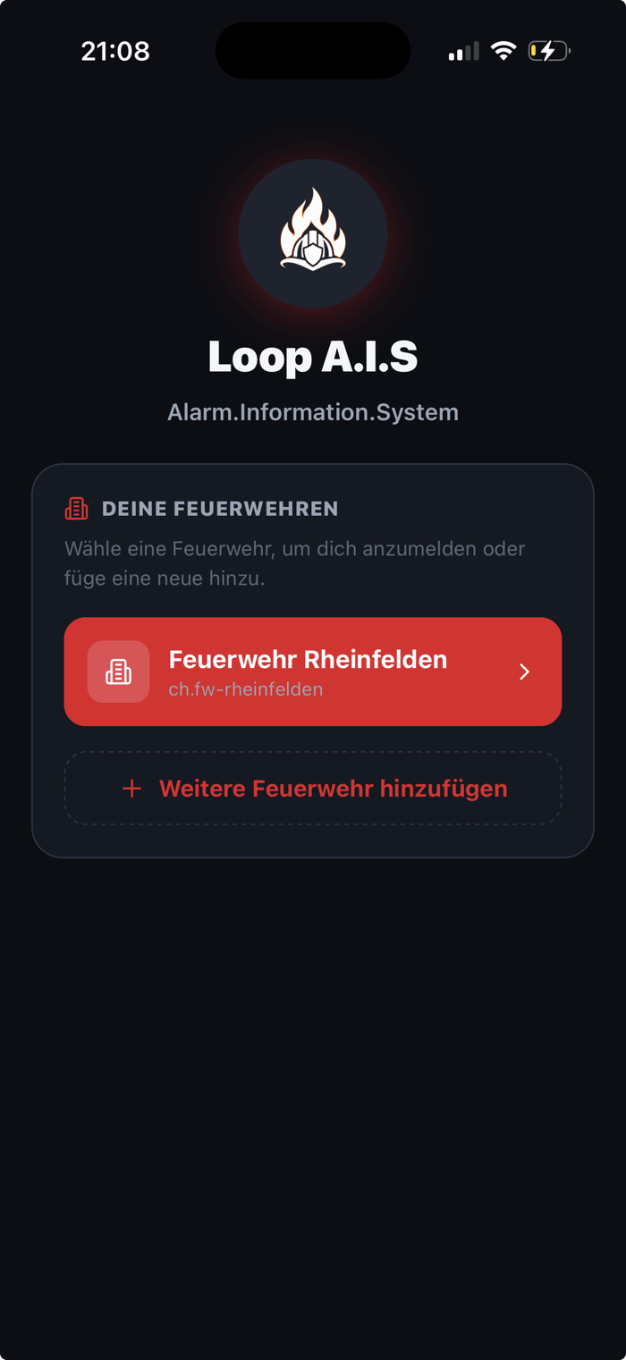Start – Feuerwehr auswählen